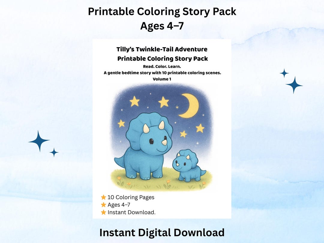 Tilly’s Twinkle-tail Adventure: Printable Bedtime Coloring Story Pack ...