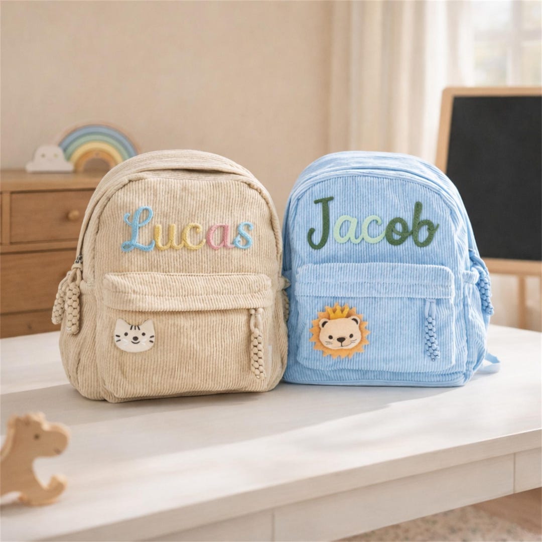 Custom Corduroy Toddler Backpack • Personalized Kids School Bag Set - Etsy