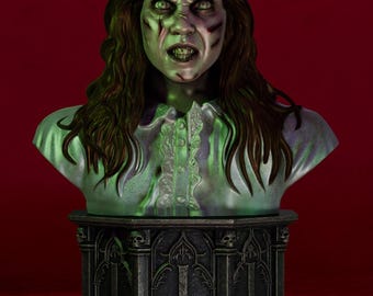 Besessenes Mädchen – Horror-Büste | Klassischer Horror-inspirierter 3D-Druck | Sammlerfigur | Gothic-Horror-Dekoration