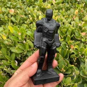 5.91" Obsidian Iron Man Carving|Marvel Superhero Crystal Statue|Iron Man Figurine Collectible with Grounding, Protection|Healing Crystal image 8