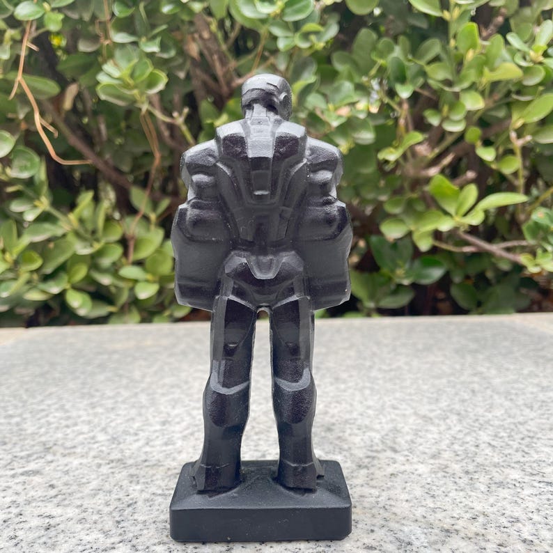 5.91" Obsidian Iron Man Carving|Marvel Superhero Crystal Statue|Iron Man Figurine Collectible with Grounding, Protection|Healing Crystal image 4