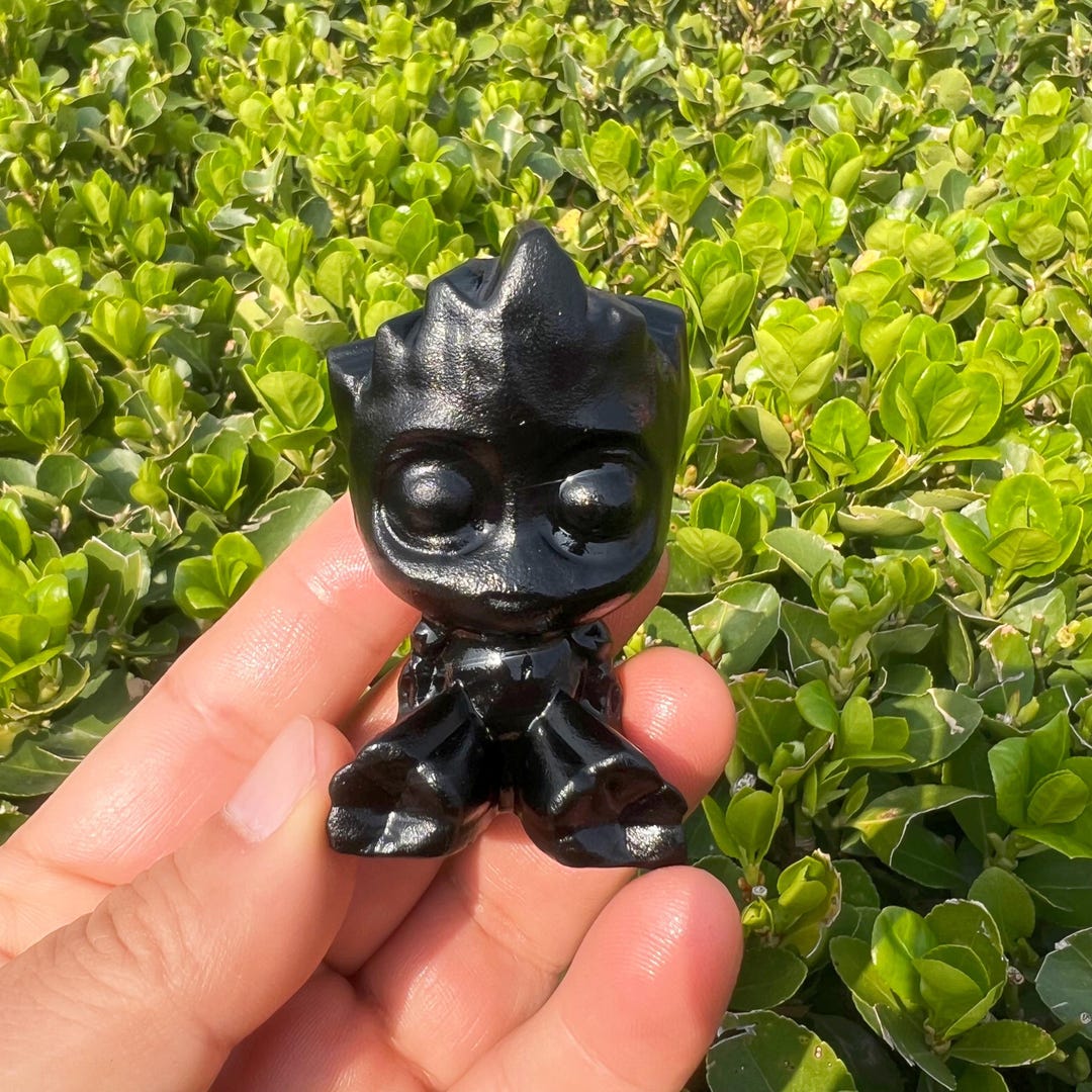 Obsidian Groot Carving |crystal Groot Statue|crystal Healing Groot ...