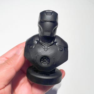 Obsidian Iron Man Statue | Hand-carved Crystal Iron Man Figurine , Marvel Collectible, Healing Transformation Protection Crystal Home Decor image 14