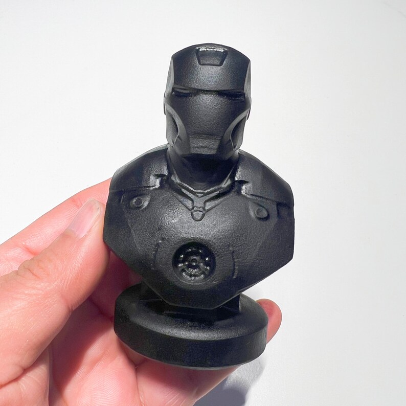 Obsidian Iron Man Statue | Hand-carved Crystal Iron Man Figurine , Marvel Collectible, Healing Transformation Protection Crystal Home Decor image 14