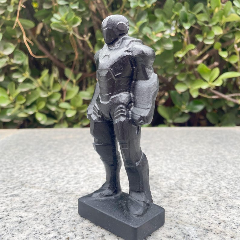 5.91" Obsidian Iron Man Carving|Marvel Superhero Crystal Statue|Iron Man Figurine Collectible with Grounding, Protection|Healing Crystal image 3