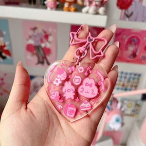 Bunny Cute Things Heart Keychain