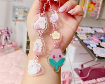 Strawberry Bunny Linked Keychain