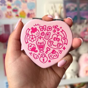 Bunny Cute Things Heart Compact Mirror