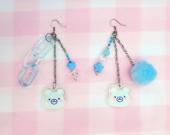 Beary Cute Clutter Asymmetrical Dangle Earrings