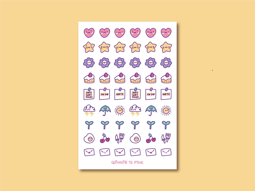 Kawaii Icons 4x6 Planner Clear Sticker Sheet - Etsy