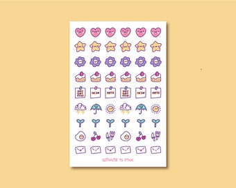 Kawaii Icons 4x6 Planner Sticker Sheet