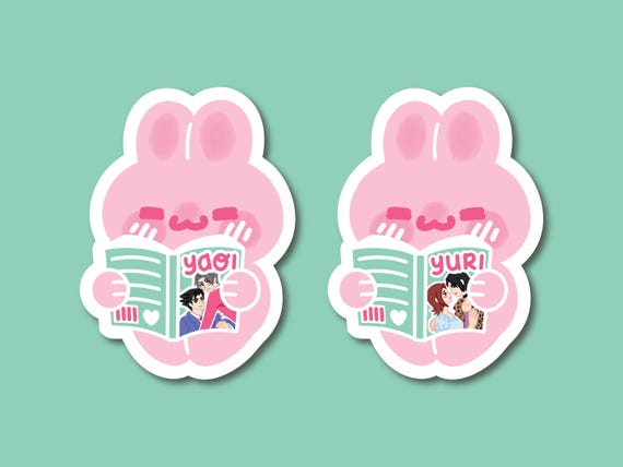 Yaoi BL and Yuri GL Reading Bon Bon Bunny Sticker