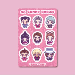 AA Ace Attorney Gummy Babies 4x6 Sticker Sheet