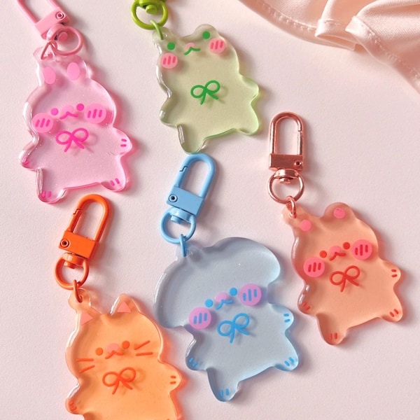 Bunny Frog Cat Dog Bear Sparkly Glitter Gummy Charms Keychains