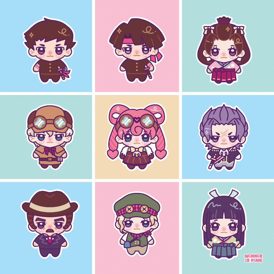 TGAA/DGS The Great Ace Attorney Chibi Gummy Babies Stampa artistica ...