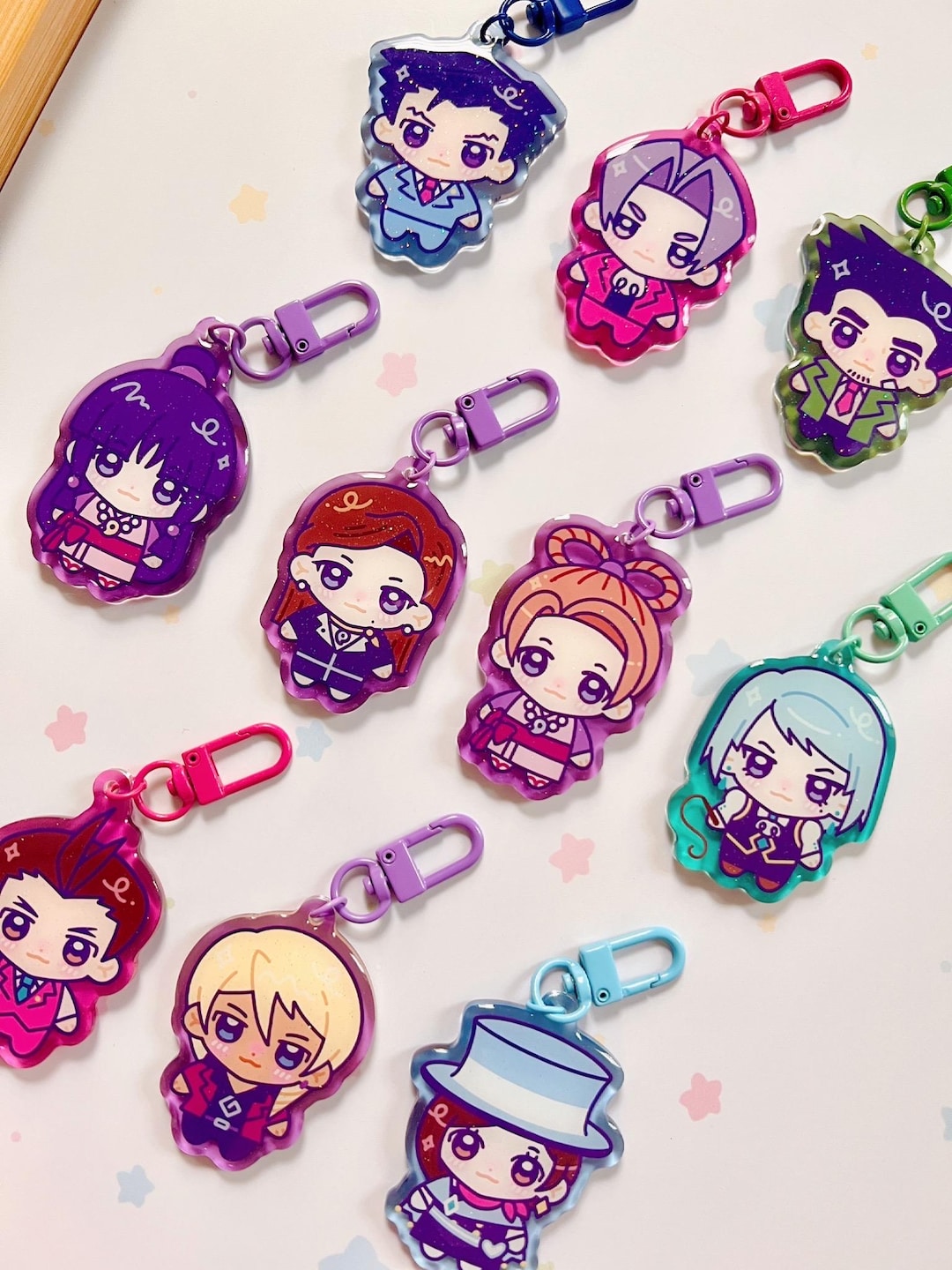 AA Ace Attorney Chibi Gummy Glitter Keychains - Etsy