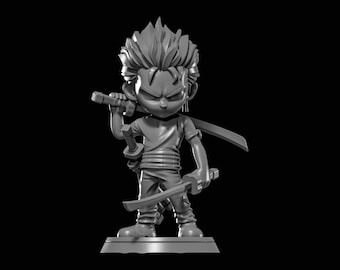 ワンピース ゾロ STL、ロロノア アニメ 3D モデル、マンガ フィギュア (3D プリント可能)