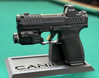 Pistol Stand Compatible with Canik | Dual Magazine Holder | Gun Safe Organizer | Display Stand | 3D Printed Firearm Stand