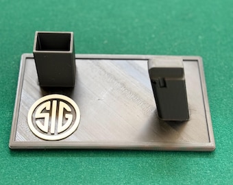 Pistol Stand Compatible with SIG Sauer | Magazine Holder | Gun Safe Organizer | Display Stand | 3D Printed Firearm Stand