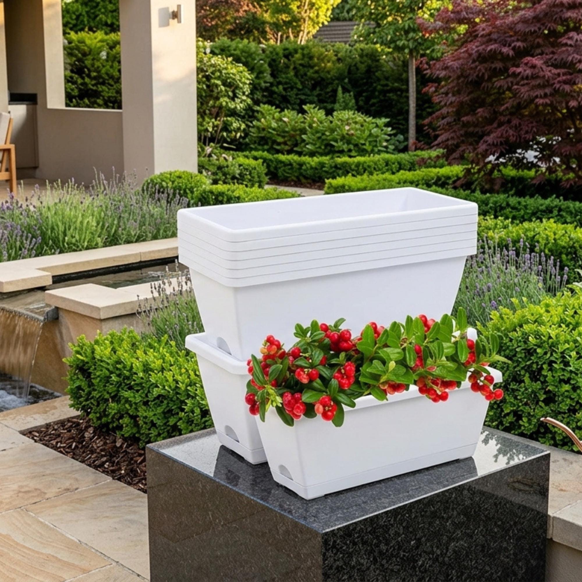 Rectangular Window Box Planter With Saucer, 16.6 Inch Herb Flower Pot ...