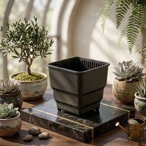 Vetplantenpot met meshpot met drainagegaten, cactusplanter met wortelcontrole, Lithops-pot, plastic kweekpot met gaas, 10 stuks en 20 stuks