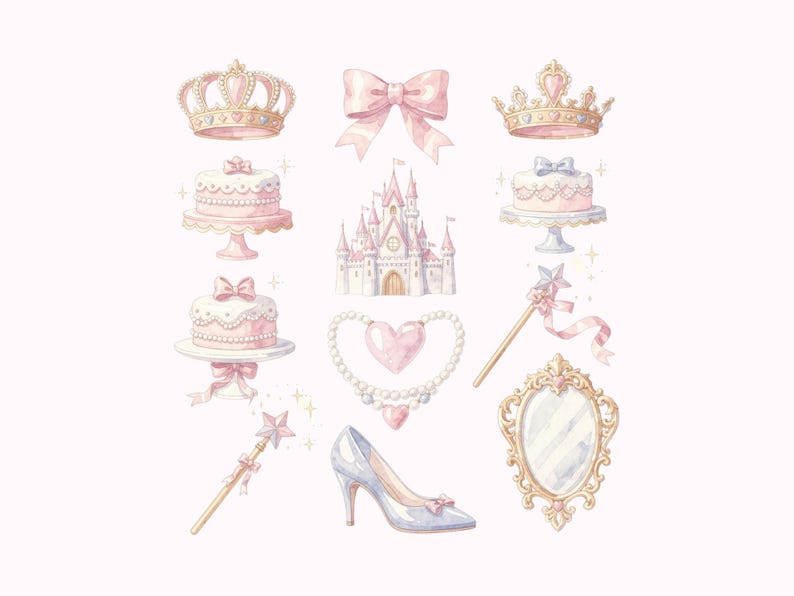 Princesscore Border Princesscore Clipart Bundle – 72 PNG Files | Fairytale Princess, Crowns ...