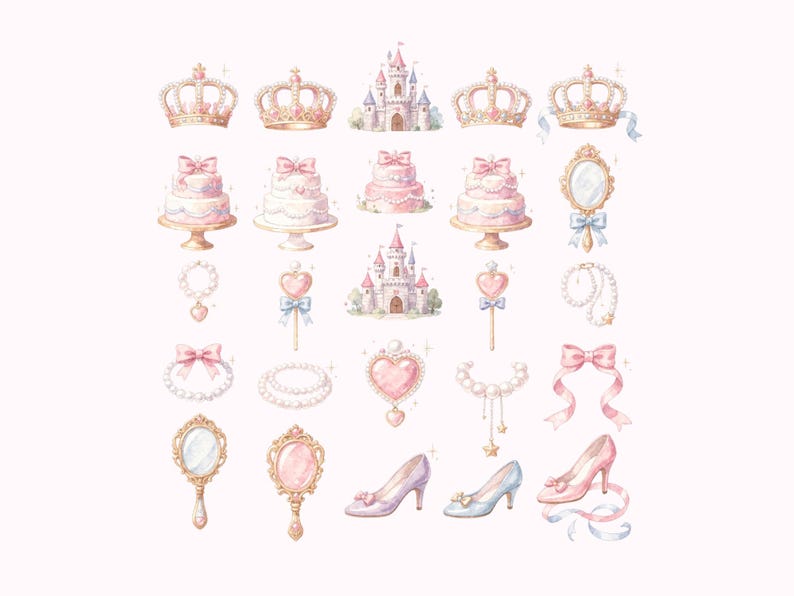 Princesscore Border Princesscore Clipart Bundle – 72 PNG Files | Fairytale Princess, Crowns ...