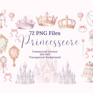 Princesscore Clipart Bundle – 72 PNG Files | Fairytale Princess, Crowns ...
