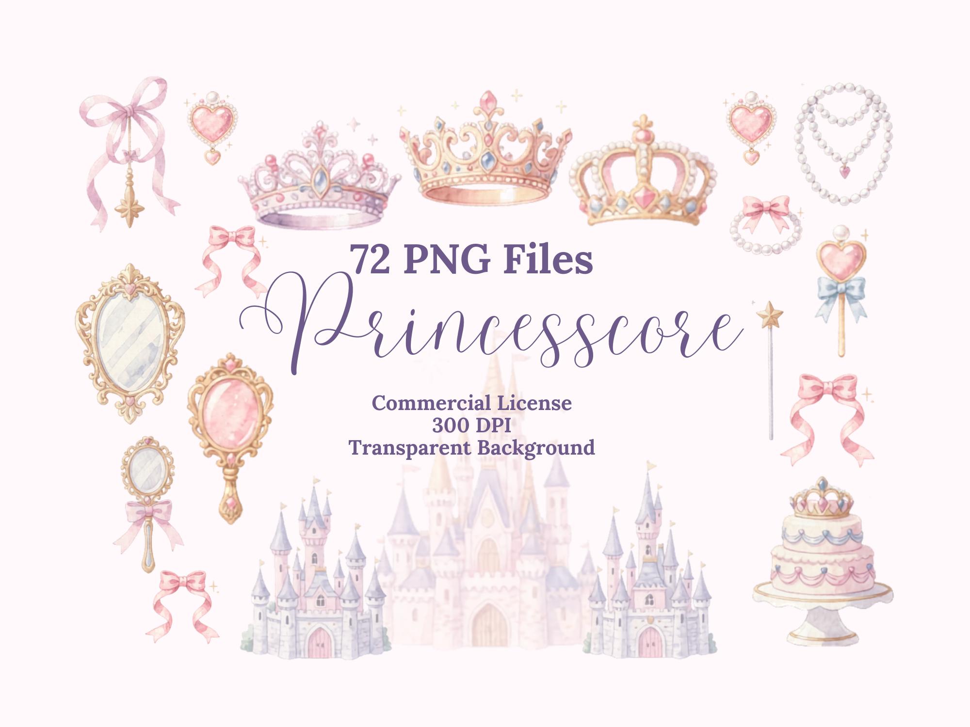 Princesscore Clipart Bundle – 72 PNG Files | Fairytale Princess, Crowns ...