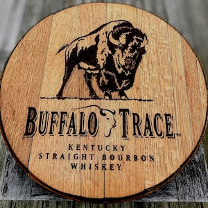 Buffalo Trace inspired Bourbon Barrel Head.  Engraved and hand finished in Kentucky.
