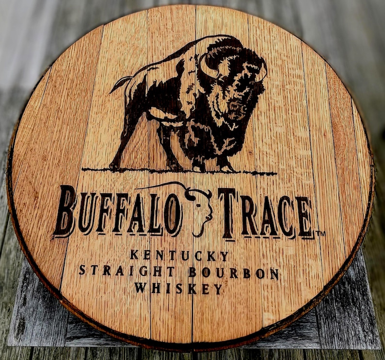 Buffalo Trace inspired Bourbon Barrel Head.  Engraved and hand finished in Kentucky.