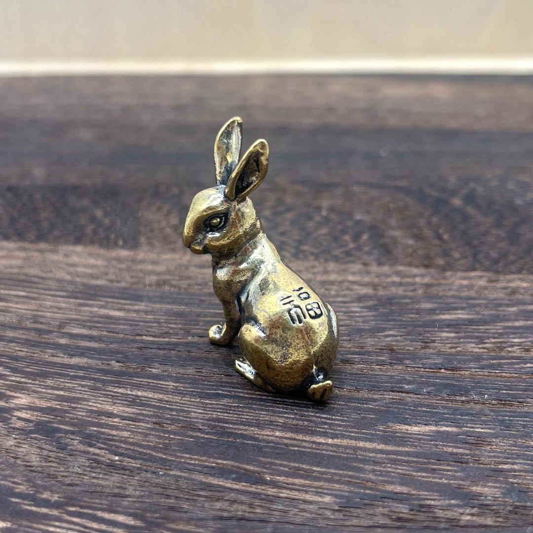 Brass Rabbit Figurine, Copper Bunny Statue Spirit Animal Decor Lucky ...