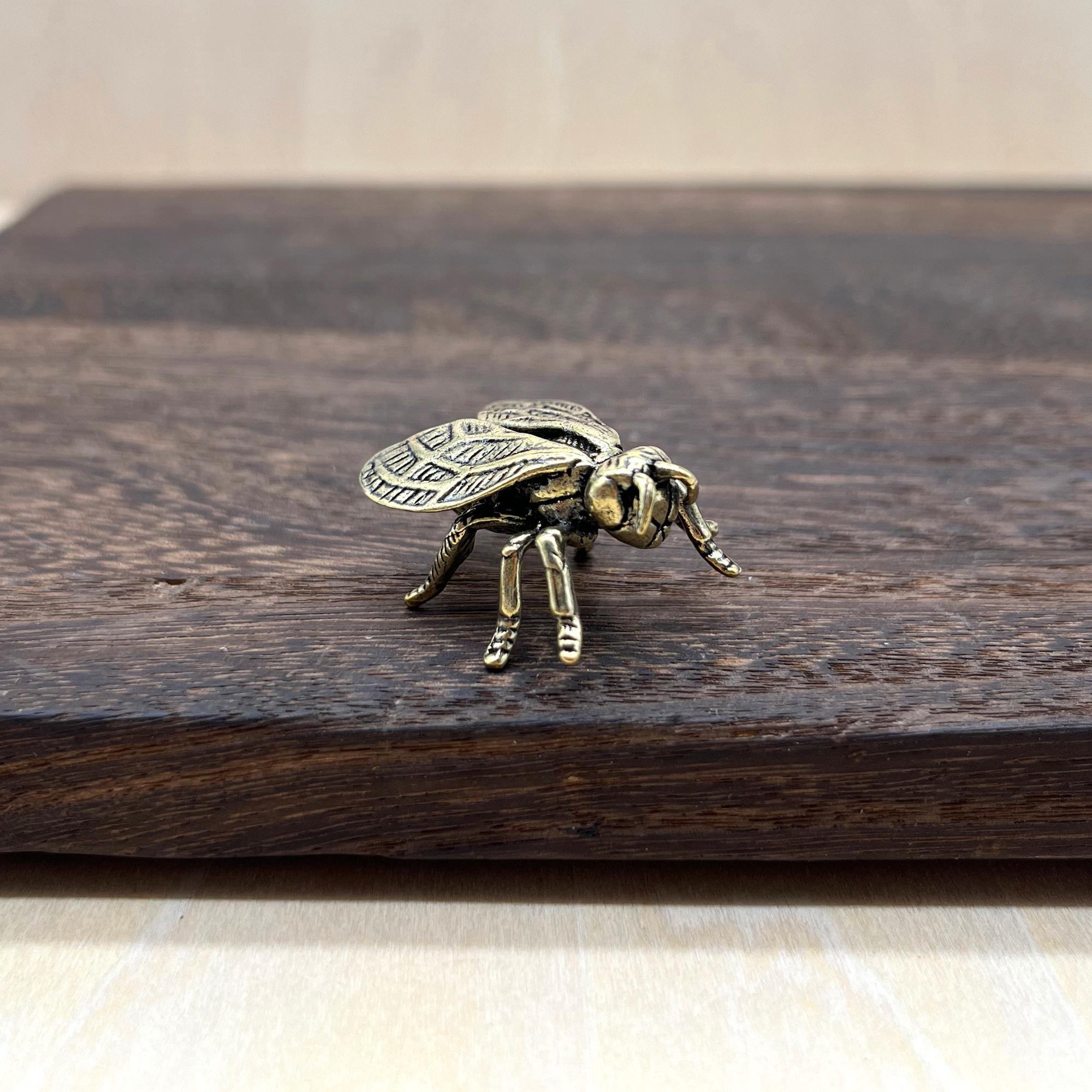 Brass Bee Figurine, Realistic Bumblebee Miniature, Symbol of Hard Work ...
