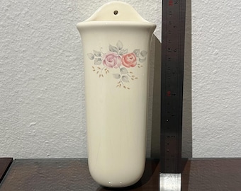 Jarrón de bolsillo vintage Pfaltzgraff Trousseau Jarrón de pared de 20 cm (8 pulgadas) Decoración estilo cottagecore