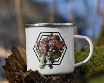 Coffee Mug Floral Enamel