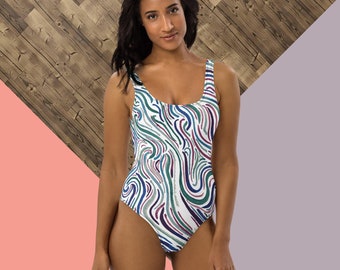 Go With The Flow watercolor print One-Piece Swimsuit