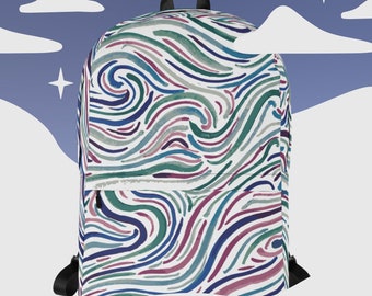 Watercolor Swirl Print Backpack