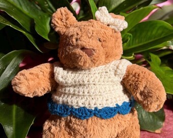 Crocheted Sweater Vest for Jellycat Medium Bear, Bunny Clothes – Acrylic Yarn Accessories Gift