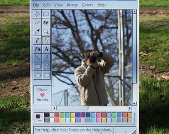 Aangepaste MS Paint-spiegel, retro ramen verfdecor, vintage nostalgische spiegel