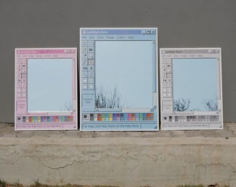 Aangepaste MS Paint-spiegel, retro ramen verfdecor, vintage nostalgische spiegel