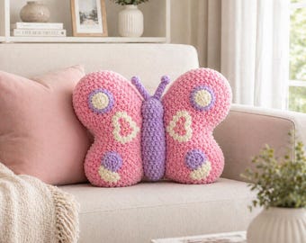 Butterfly Cushion Crochet Pattern: Plush Pillow Decor (PDF Download)