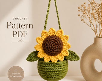Crochet Sunflower Hanging Pot Pattern PDF | Amigurumi Flower Pot Tutorial (Instant Download)