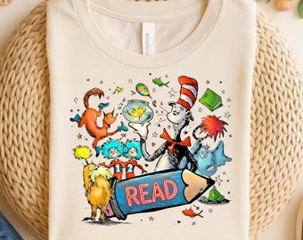 Seuss-Inspired Reading Day PNG Clipart – Whimsical Storybook Teacher Design (Digital Download)
