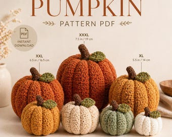 Crochet Pumpkin Pattern PDF | 7 Sizes Fall Decor (Instant Download)