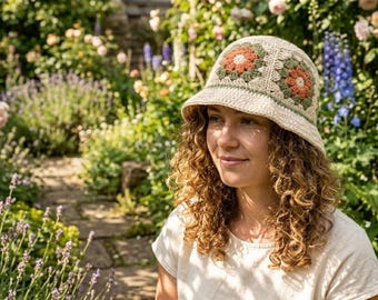 Granny Stitch Crochet Bucket Hat | Lightweight Cotton Summer Sun Hat