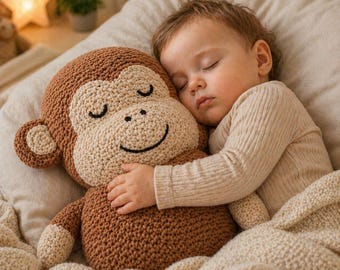 Crochet Monkey Pillow Pattern, Amigurumi Toy, Baby Cushion (PDF Pattern)