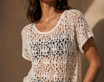 Küsten Häkelspitze Top Muster | Beginner Boho Beach Tee (PDF Download)