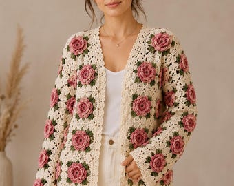 Crochet Rose Jacket Pattern Cardigan