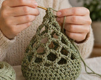 Crochet Hanging Plant Holder | Mini Car Mirror Basket, Boho Decor
