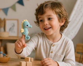 Seahorse Finger Puppet Crochet Pattern PDF Cute Amigurumi Toy DIY Kids Puppet Easy Beginner Pattern Ocean Animal Plushie